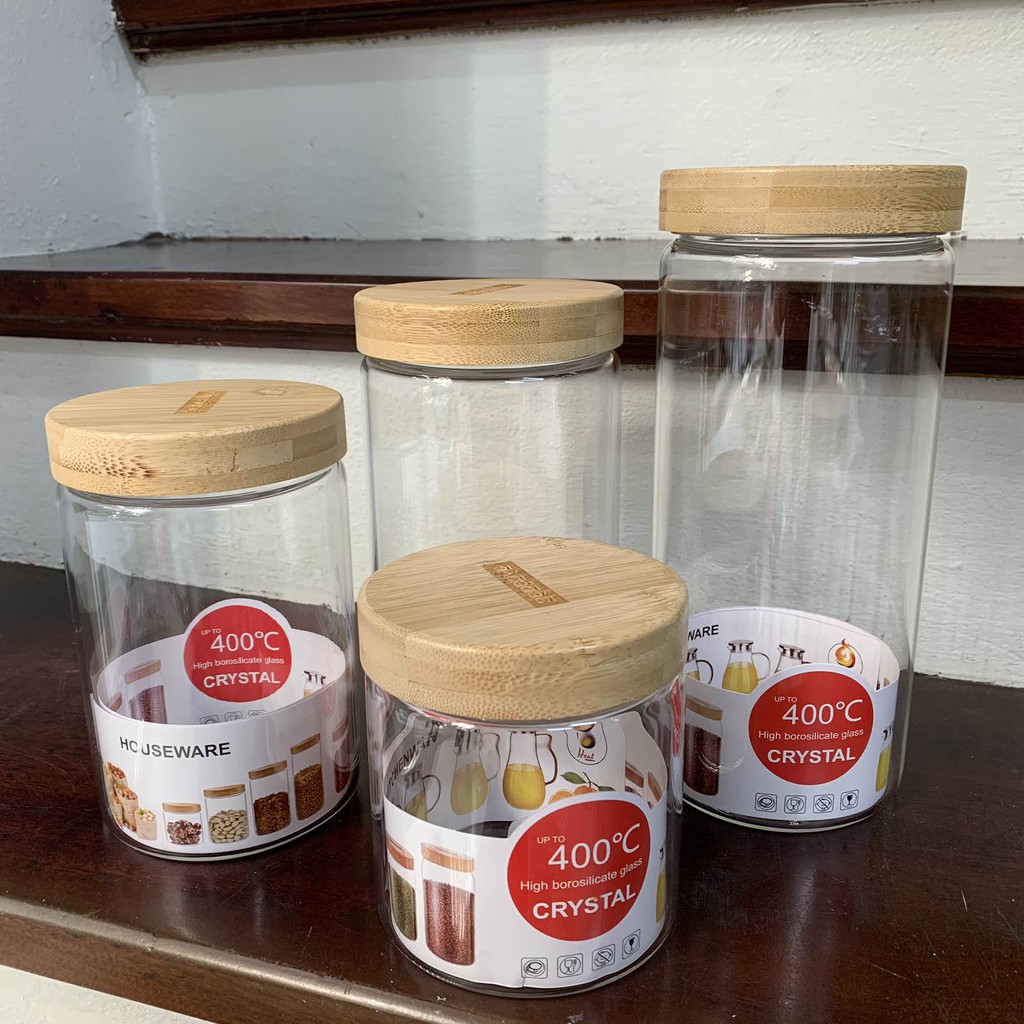 Lọ Thủy Tinh Borosilicate Nắp Gỗ Gen Vặn Siêu Kín