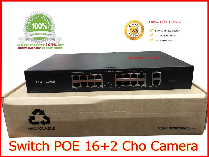 Bảng giá Switch POE 16+2 Cho Camera Phong Vũ