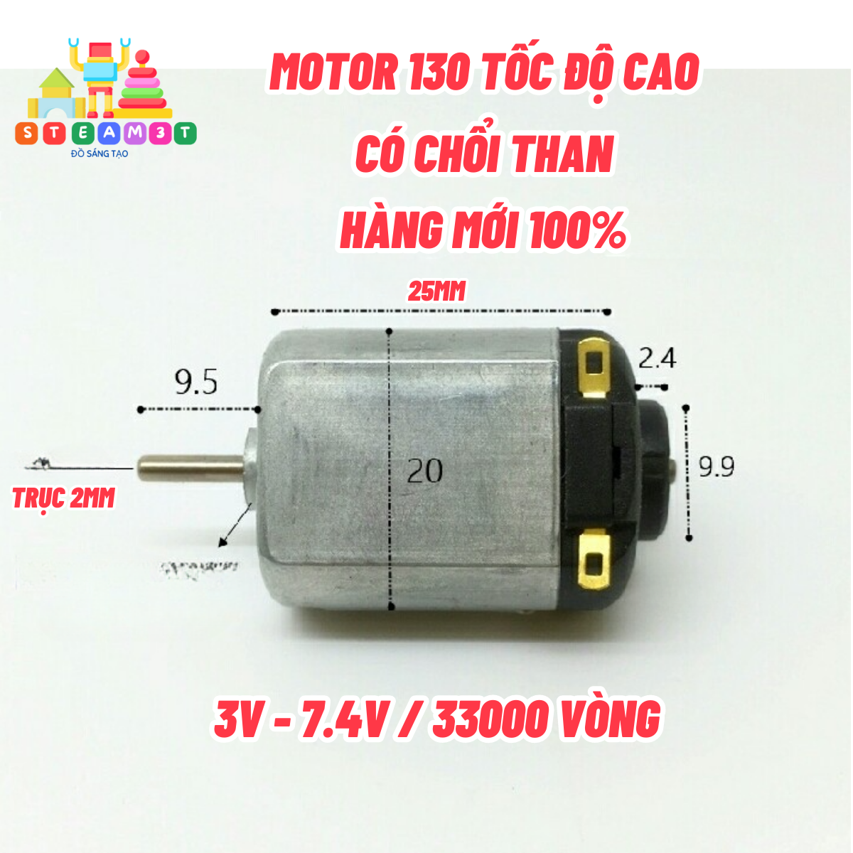 Motor 130 có chổi than công suất cao 3v - 7.4v 33000rpm hàng mới 100% - lk0392