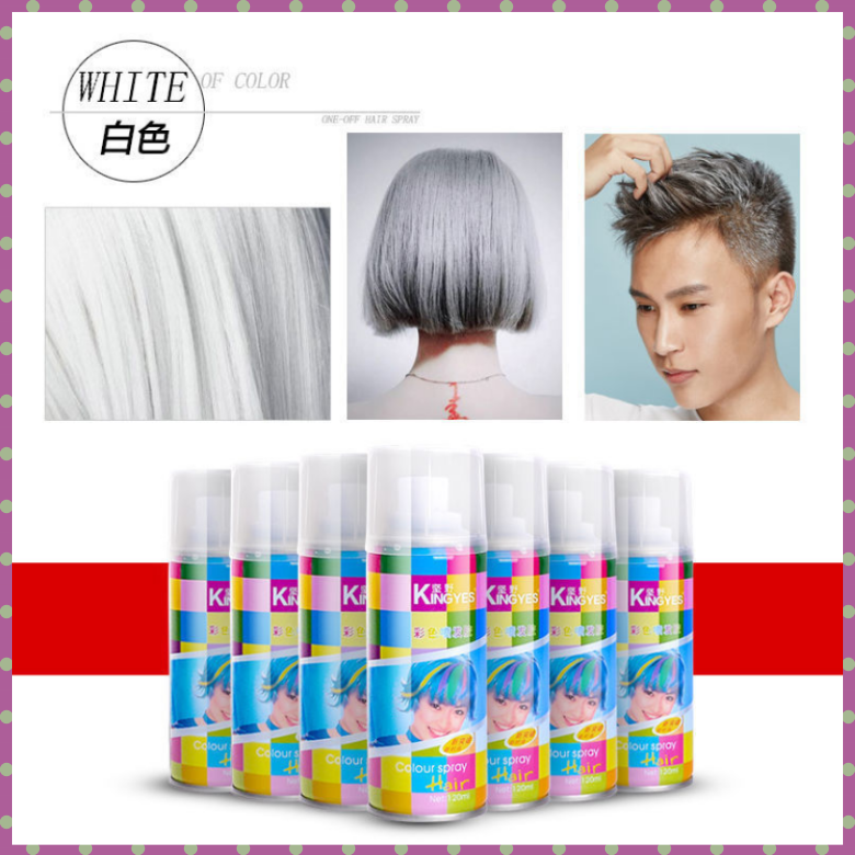 Gôm Xịt Nhuộm Tóc Tạm Thời Màu Trắng Kingyes 120ml/Chai Thời Trang