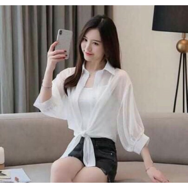 ÁO KHOÁC ĐI BIỂN VOAN CỘT EO NHẸ NHÀNG DỄ PHỐI ĐỒ AB5