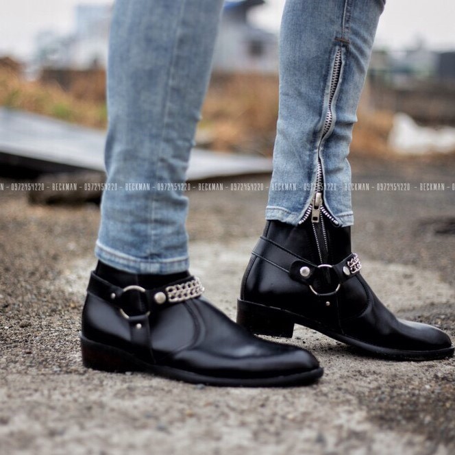 Giày Harness Boots Giày Da Bò Cao Cấp ,Bảo Hành 12 Tháng.