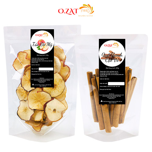 Detox Táo Quế thanh sấy khô O.ZAT (Táo 100g – Quế thanh 50g)