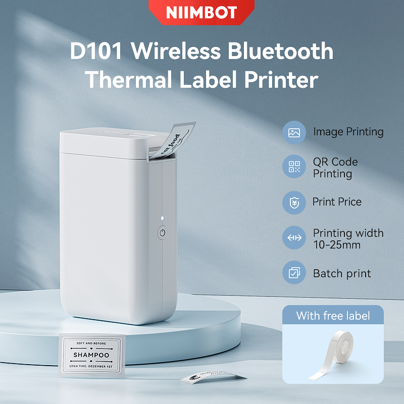 NIIMBOT D101 Label Printer Wireless Bluetooth Thermal Label Portable Printer for Android IOS Phone With Label Sticker Printer Label Maker