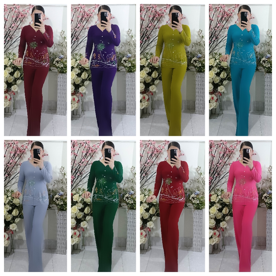 Bộ Bà Ba Hoa Đá Ống Rộng