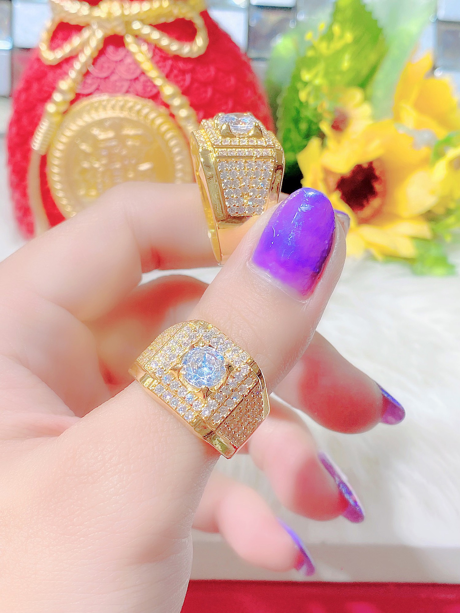 Nhẫn nam đính xoàn mạ 18k cao cấp N350