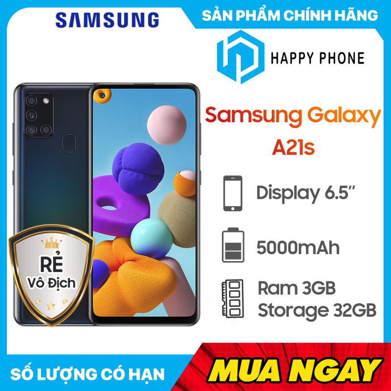 Điện Thoại Samsung Galaxy A21s ROM 32GB RAM 3GB - Hàng chính hãng, Nguyên seal, mới 100%, Bảo hành 12 tháng