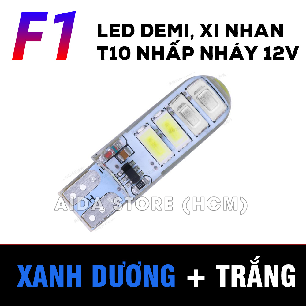 [HCM]01 bóng đèn LED T10 12v chớp F1 lắp cho demi xi nhan xe máy