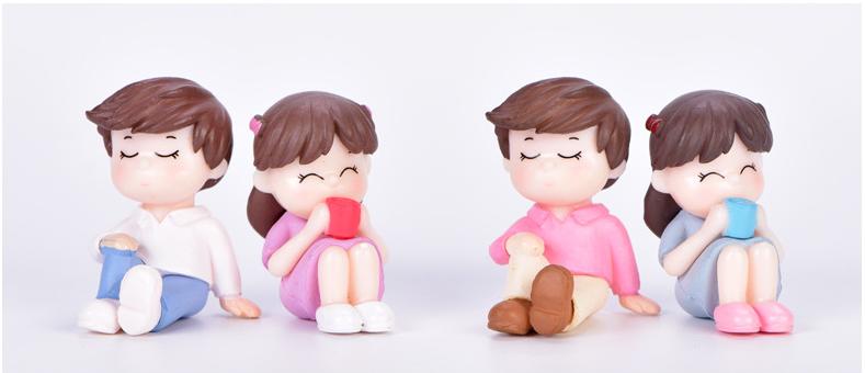 [HCM]Mô hình cặp đôi trai gái ngồi uống trà trang trí tiểu cảnh thủy sinh terrarium chậu cây cảnh sen đá bánh kem