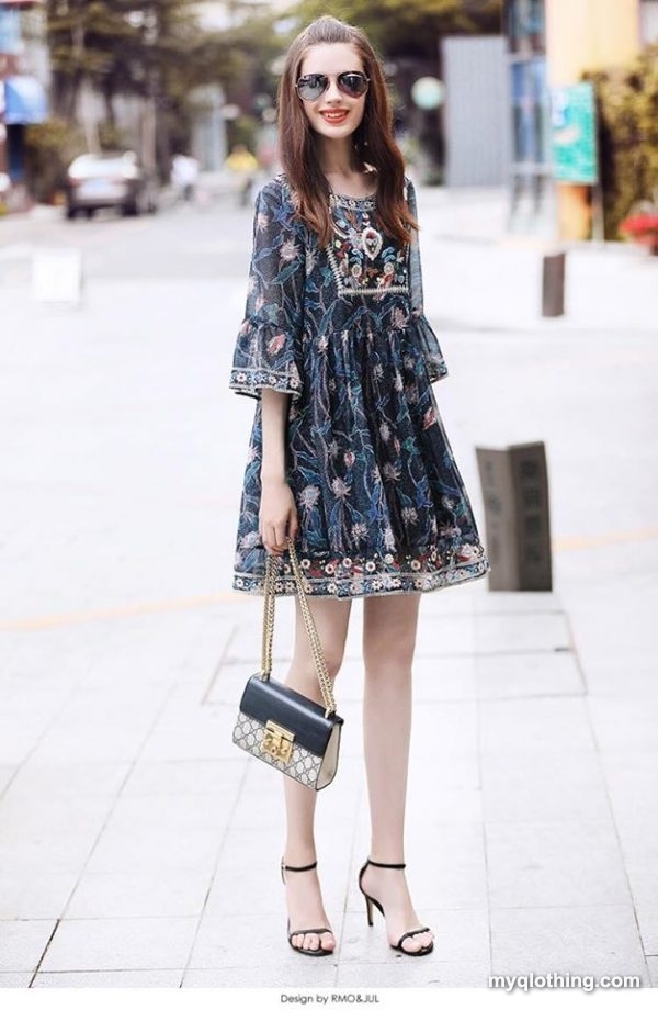 Đầm hàng hiệu RMO suông thêu xịn sò