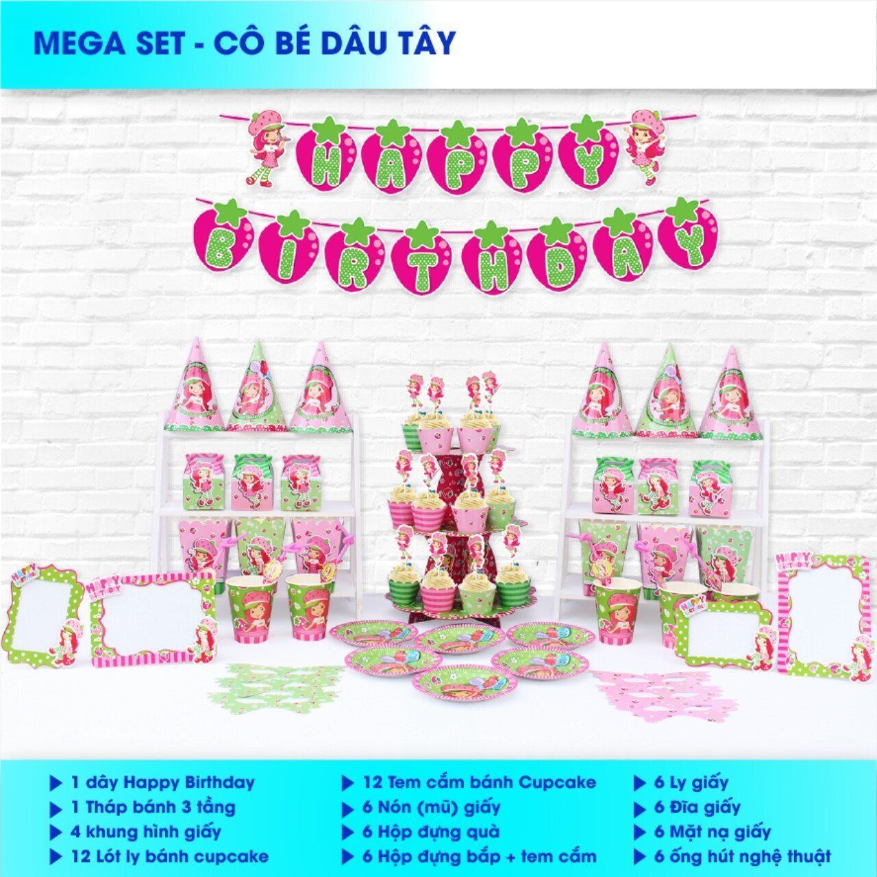 set trang trí sinh nhật bé dâu