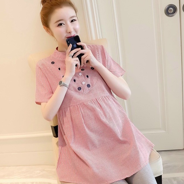 Áo bầu xinh chất mềm mát- Áo bầu mùa hè chất đẹp sọc ngang - Xoài Boutique