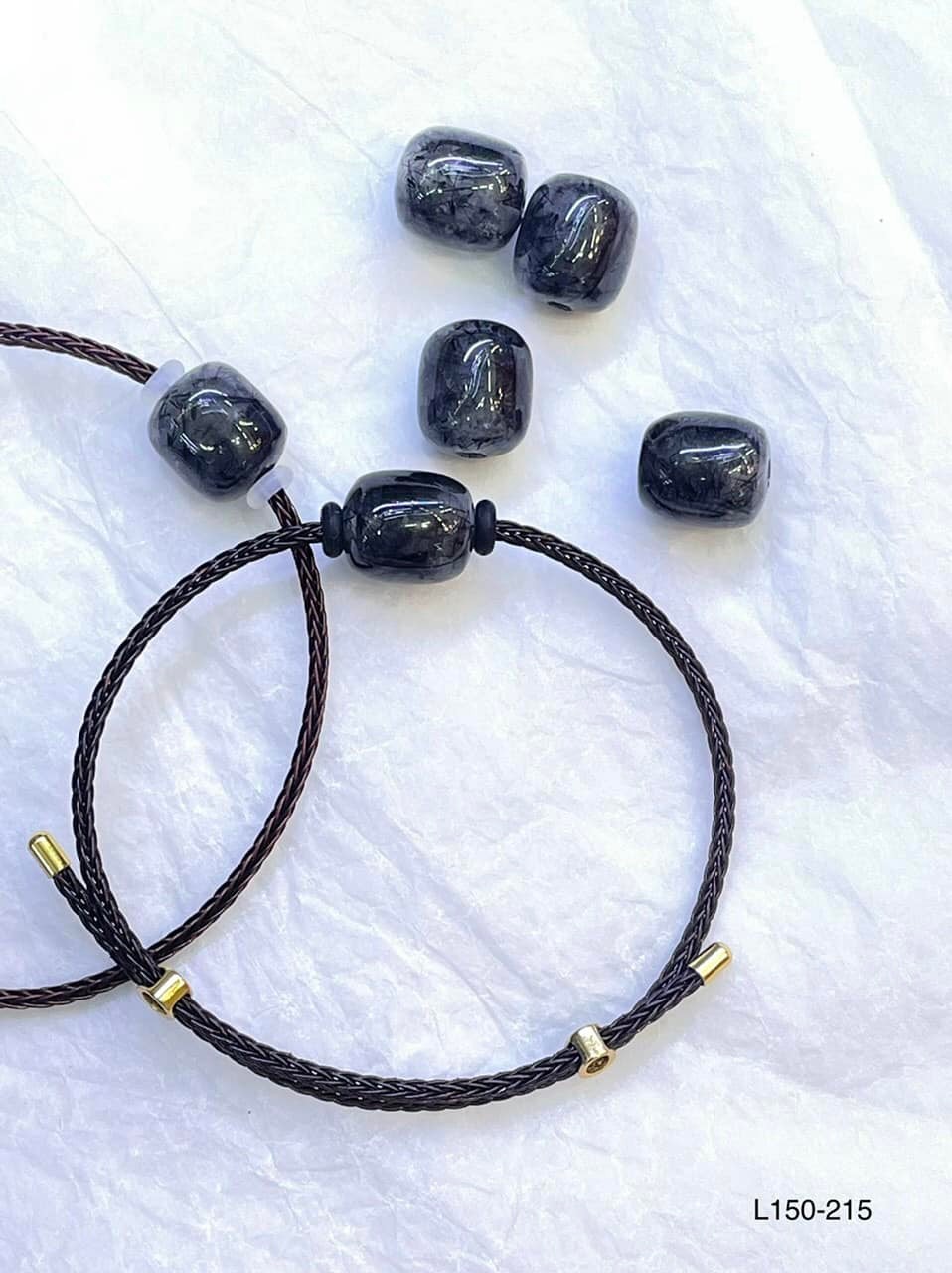 Lắc tay lu thống thạch anh tóc đen thiên nhiên