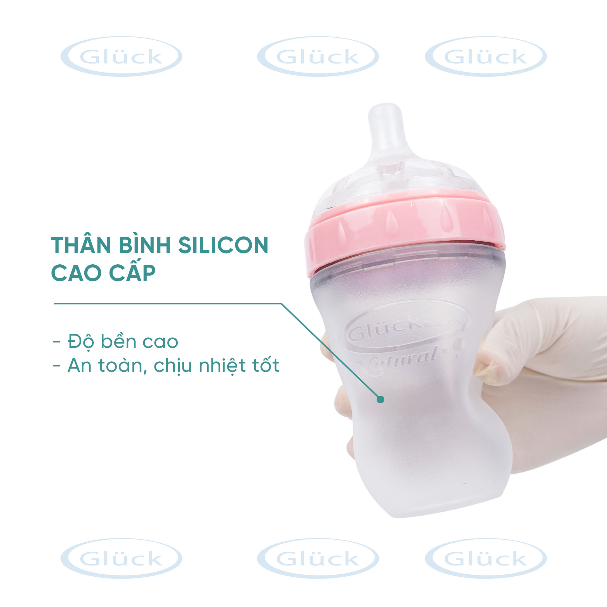 Bình silicon kim cương MMD240 - Gluck Baby