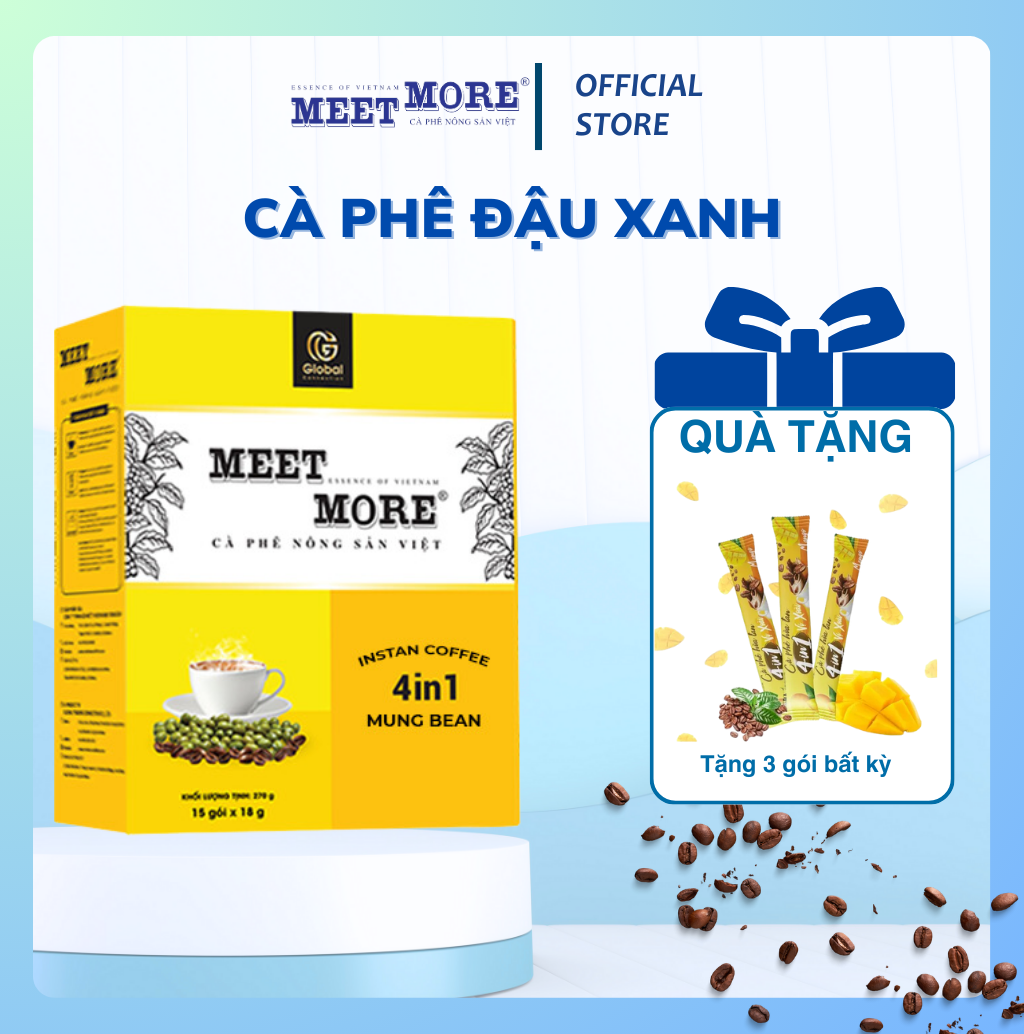 Combo 2 Hộp Cà phê Hòa Tan Dừa Và Đậu Xanh Meet More (15 Gói/18Gram/Hộp) - Cà phê Nông Sản Việt