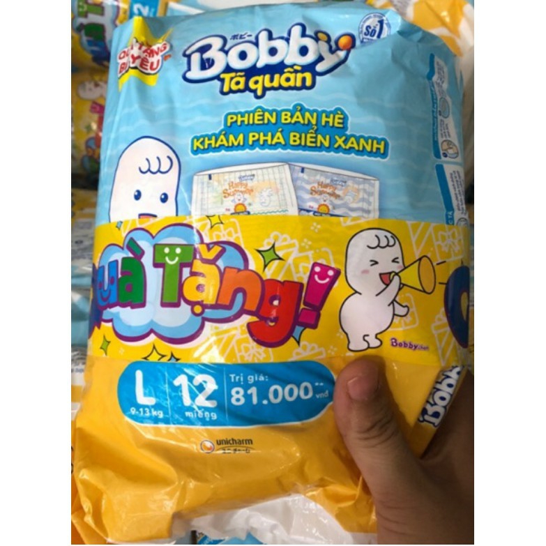 Tã quần Bobby M12/ L12/ XL12/ XXL12 ( Hàng KM)