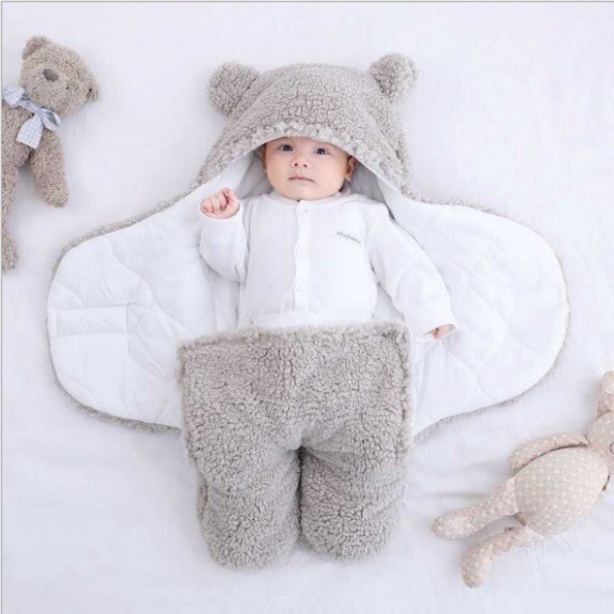 Chăn Ủ Lông Cừu Hình Gấu siêu ấm áp cho bé