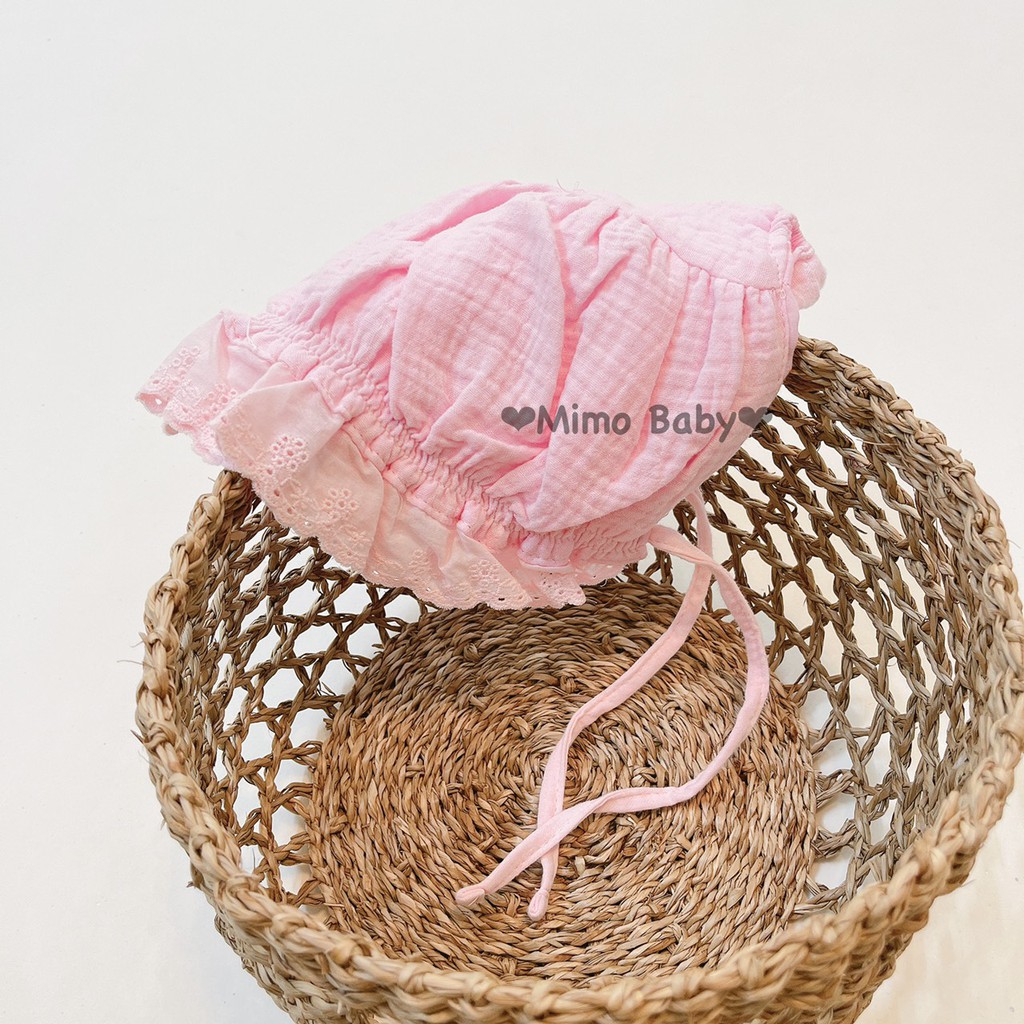 Mũ tiểu thư cho bé - đũi trơn MIMO BABY