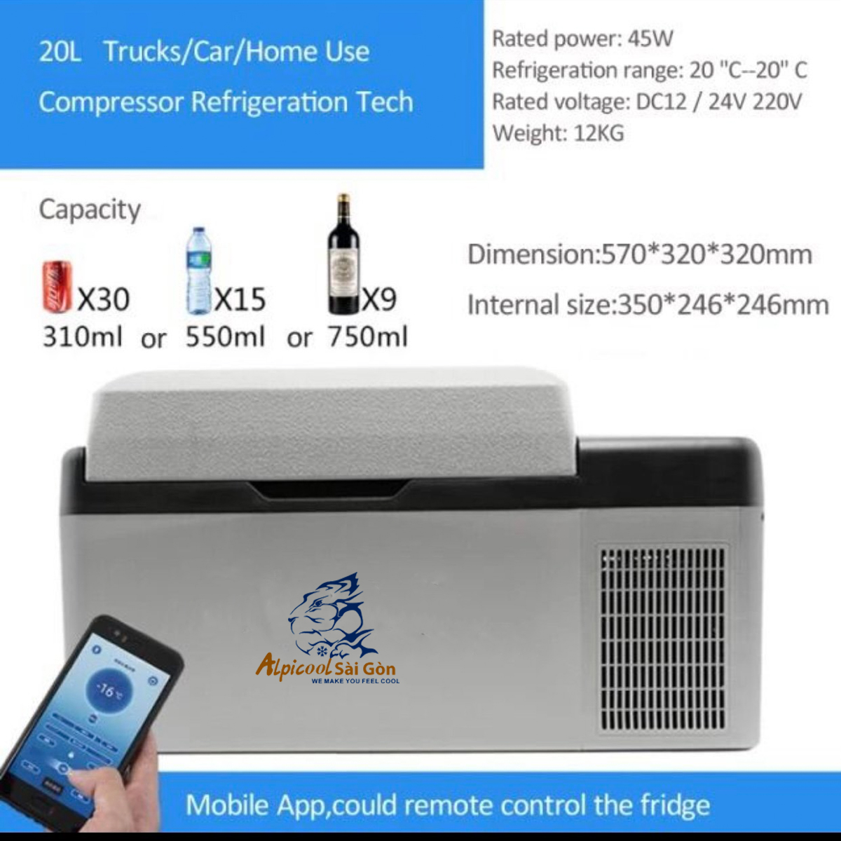 [HCM] Tủ lạnh C20 20l Alpicool Sài Gòn
