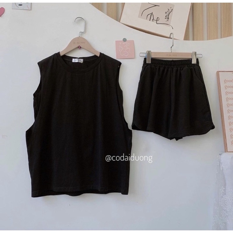 QUẦN SHORT ĐÙI + SET 2 MÓN ÁO TANKTOP ( KÈM ÁO BA LỖ)
