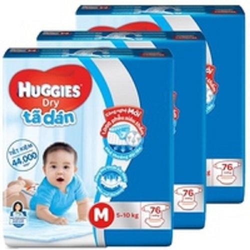 BỘ 3 GÓI TÃ DÁN HUGGIES M76 CHO BÉ 5-10KG