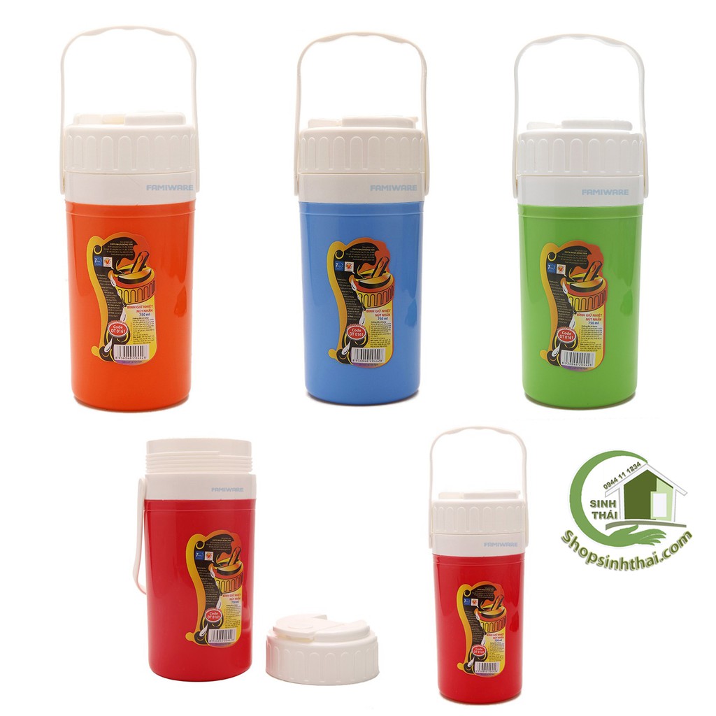 Bình nước giữ nhiệt nút nhấn Đồng Tâm 750ml - giao màu ngẫu nhiên