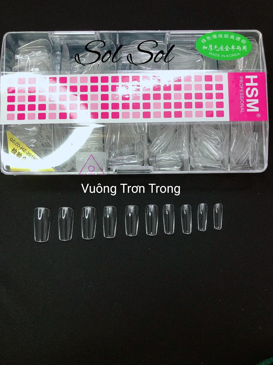 Móng úp lẻ size hsm - phom vuông trơn trong