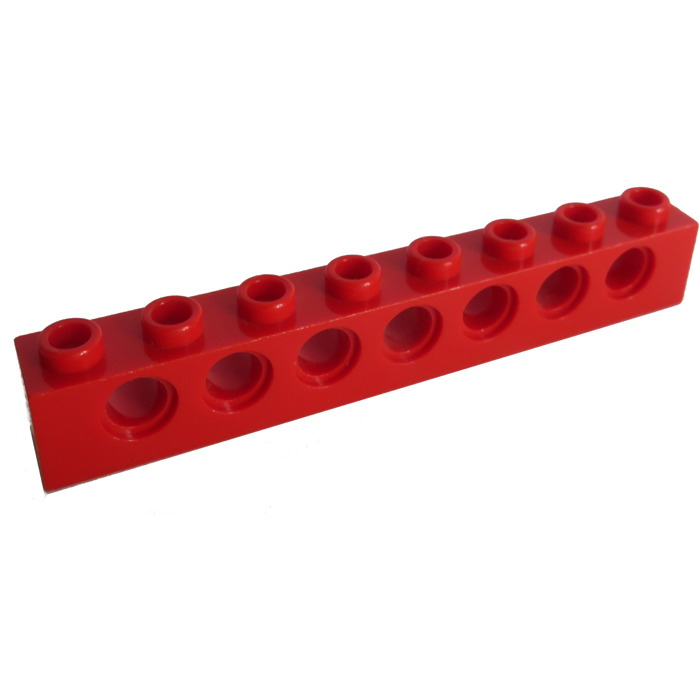 1x new genuine lego red technic, brick 1 x 8 with holes id 370221 3702