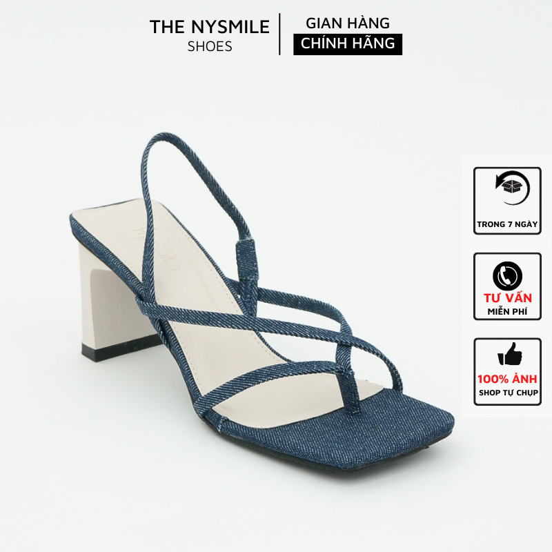 Giày nữ sandal gót 7p , giày cao gót quai hậu xỏ ngón - thenysmile - vacy