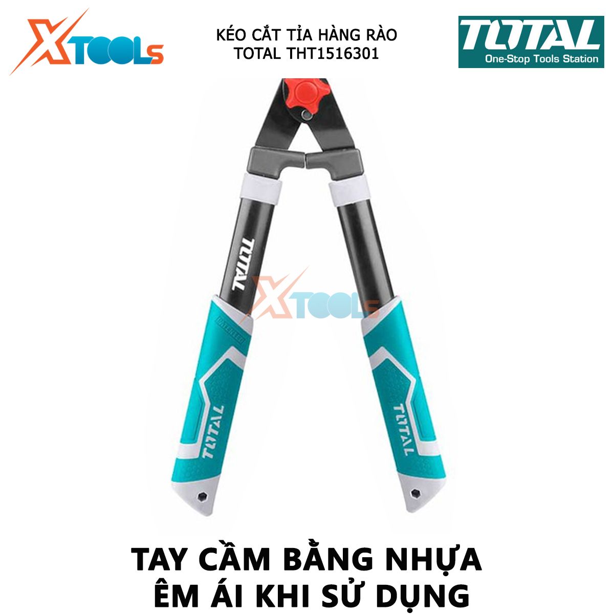 Kéo cắt tỉa hàng rào TOTAL THT1516301 | dụng cụ cắt cây kiểng Kích thước 557mm (22”) , Chất liệu thép không gỉ, Tay cầm bằng nhựa chắc chắn cắt cỏ, hàng rào, cắt hoa, cắt cành nhỏ [XTOOLs MALL]
