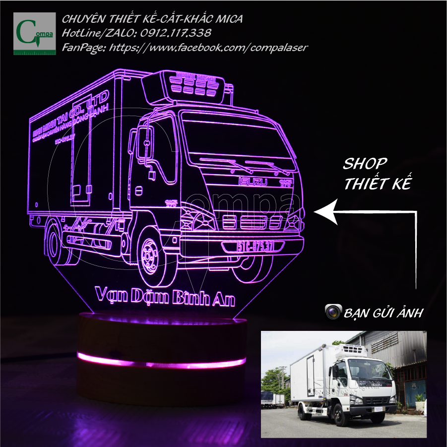 LED lamp Mica 3D shape car truck, Ben, pull head design according to the requirements