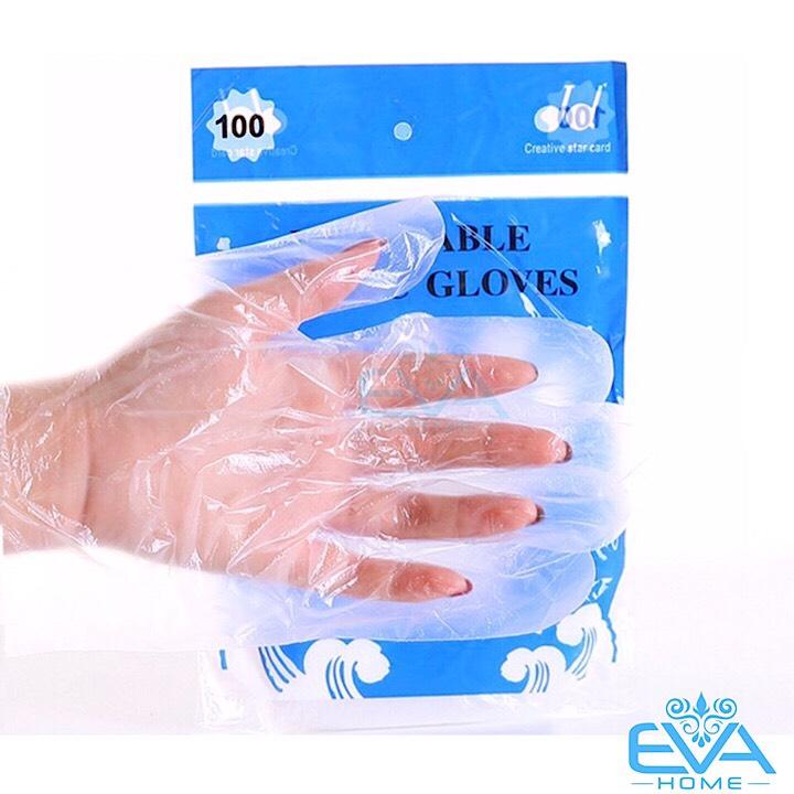 Set 100 Cái Bao Tay Nilon Tiện Dụng Chất Liệu Nhựa HDPE Có Độ Bền, Dai, Khó Rách Kích Thước 21 x 16 cm