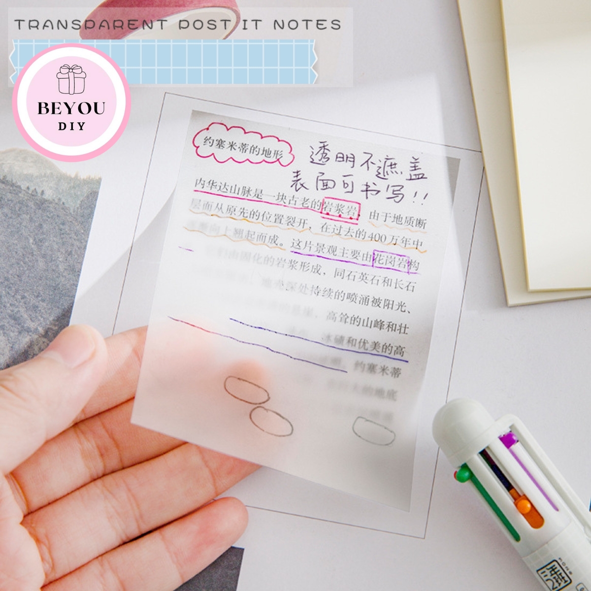 Giấy note Deli trong suốt chống nước giấy ghi nhớ 50 tờ sáng tạo tiện ...