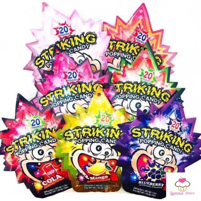 [HCM]Kẹo Nổ Popping Striking Vị chanh (gói 30g gồm 20 gói nhỏ) - Úc