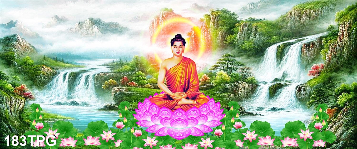 Tranh dán tường 3d phật - tranh dán bàn thờ phật