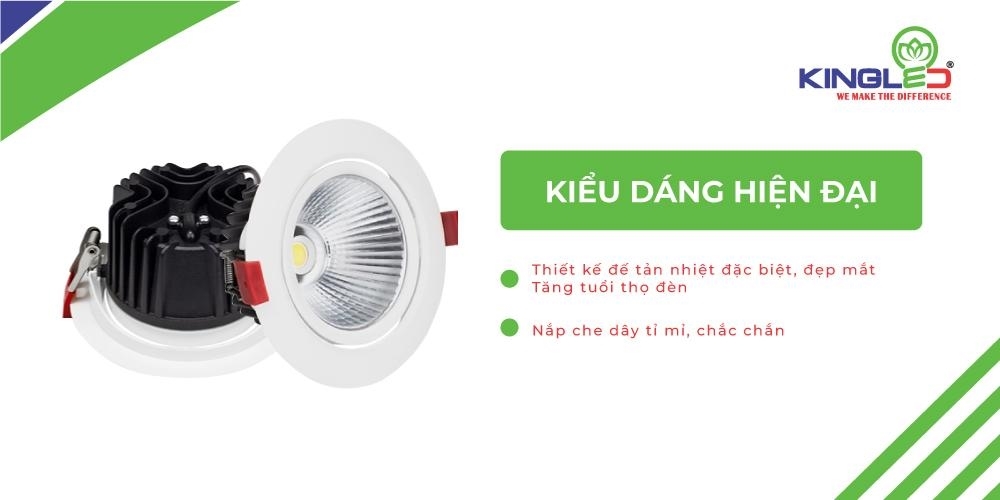 Đèn LED Âm Trần Rọi Opal 20W, 30W Ø130 KINGLED