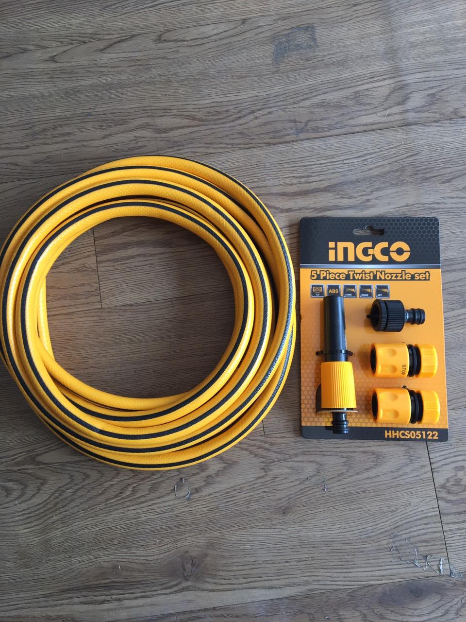 Bộ 5 mét ống nhựa PVC và 5 đầu nối nhanh máy xịt rửa khớp nối vòi xịt rữa INGCO HPH2001HHCS051225M