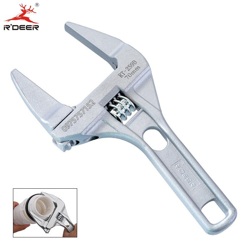 Mỏ lết nhà tắm đa năng cao cấp R'DEER RT-259D, mỏ lết miệng rộng vặn ống nước độ mở từ 7 - 70mm