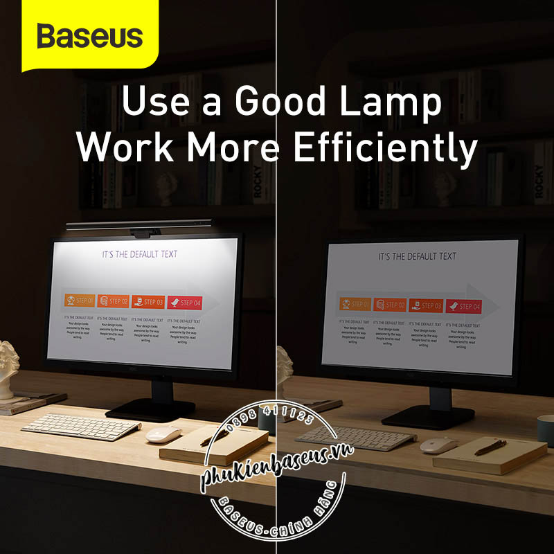 Đèn treo màn hình bảo vệ mắt Baseus i-Work Series (3 Light Mode, Anti Bluelight, USB Stepless Dimming Screen Hanging Light, New Model)