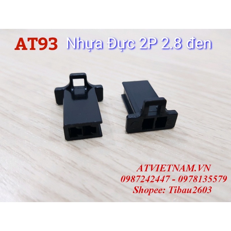 Nhựa đầu đực đen 2 lỗ 2P 2.8 - AT93 (1 bịch 10 cái)