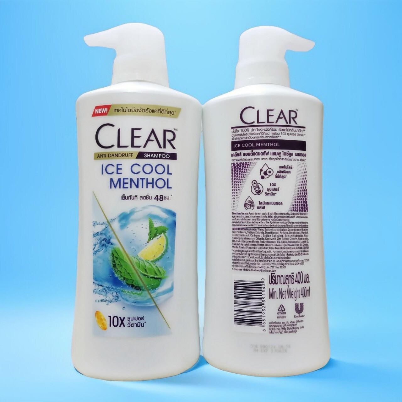 Dầu gội đầu Clear Men dầu gội clear Thái Lan bạc hà tươi mát trị gàu 400ml / chai