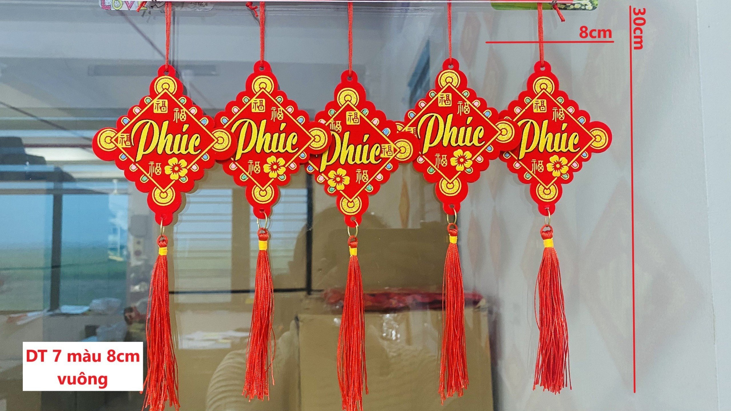 sỉ dây liễng trang trí tết vàng đại chữ việt in trên vải nhung C