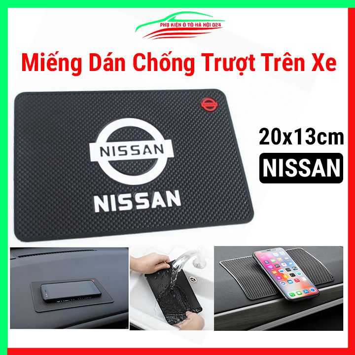 Miếng lót chống trượt logo hãng NISSAN dán taplo ô tô tránh rơi, rung lắc điện thoại, đồ đạc khi di chuyển size 20x13cm