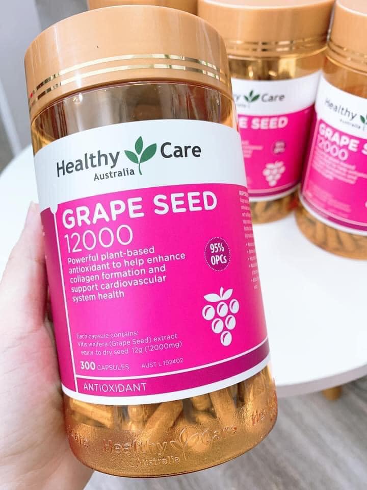 VIÊN TINH CHẤT NHO HEALTHY CARE HIGH STRENGTH GRAPE SEED 12000MG 300 VIÊN