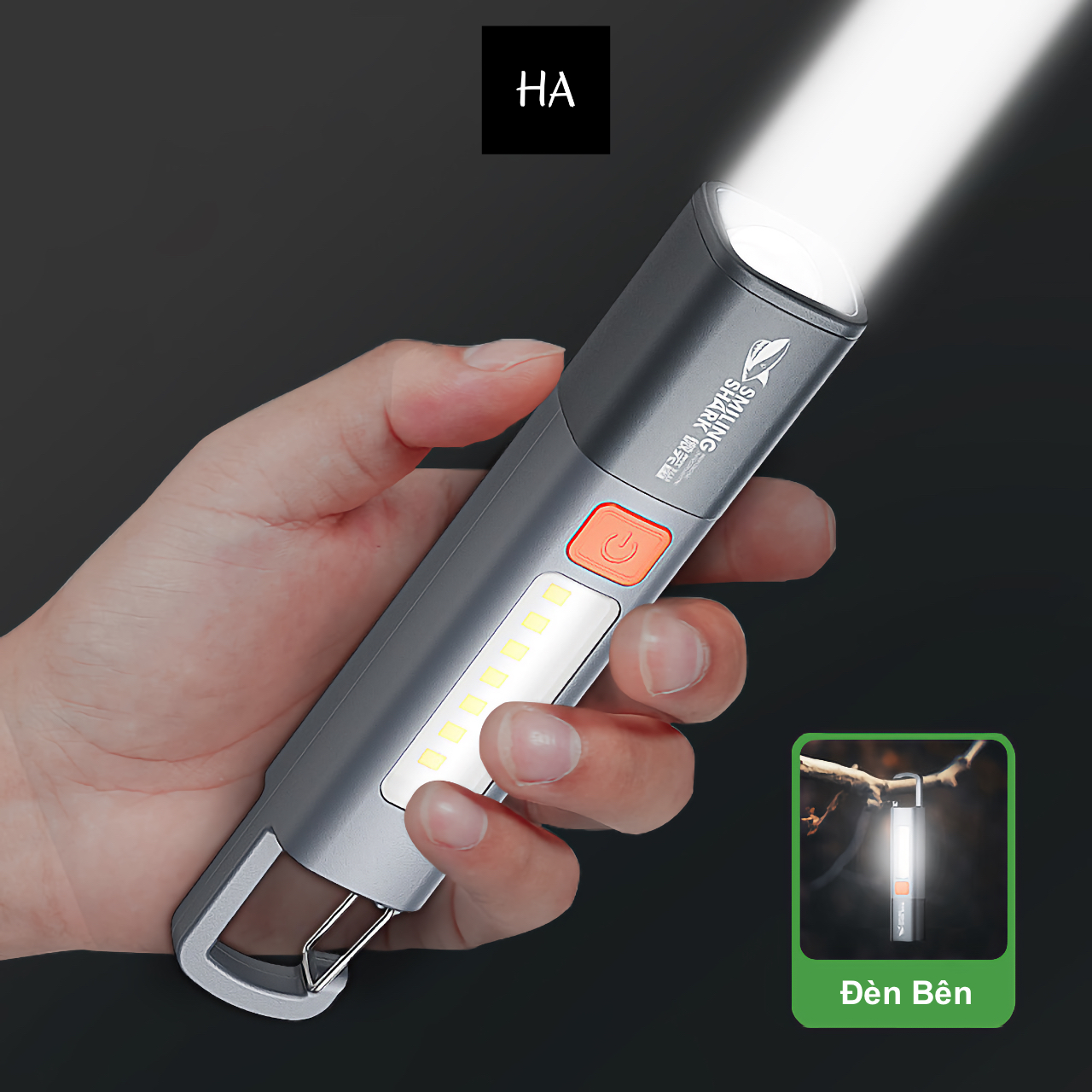 Đèn Pin Siêu Sáng, Đèn Pin Mini Chống Thấm Nước Có Móc Treo
