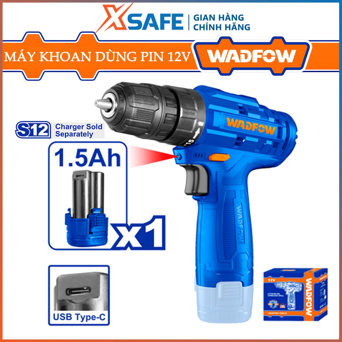 Wasfow wcds510 12v torque 20nm battery operated LED screw driver-authentic-