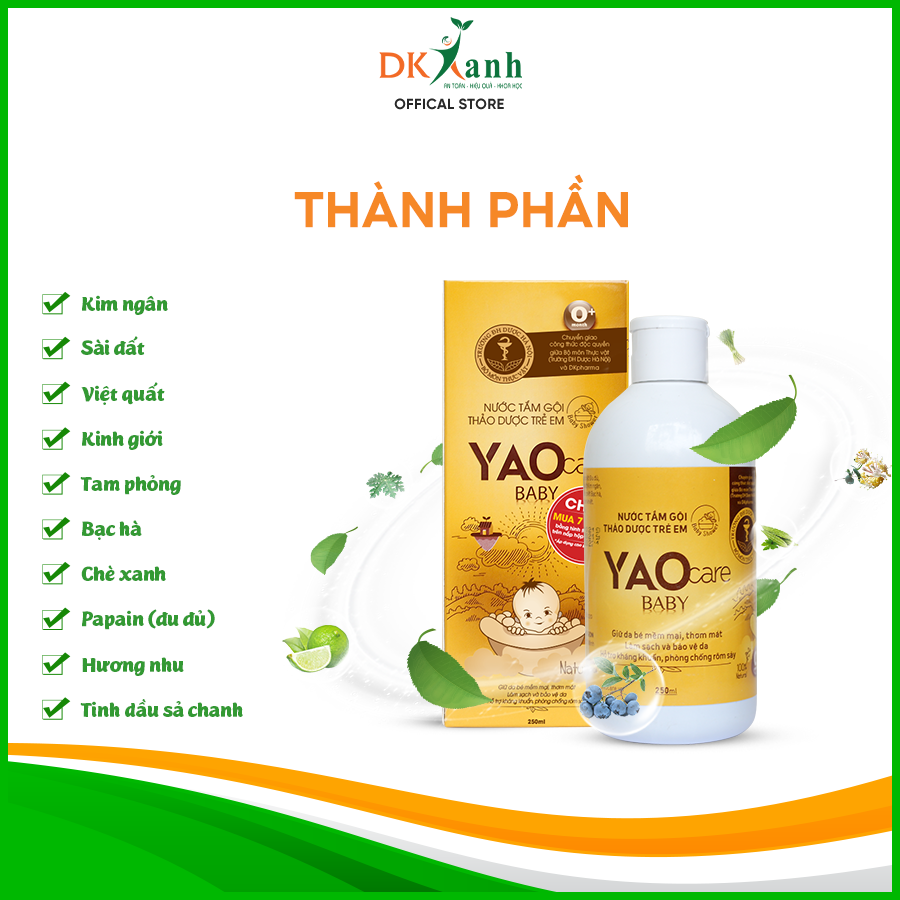 Combo 3 chai Nước tắm Yaocare Baby 250ml (hàng đã tích điểm)