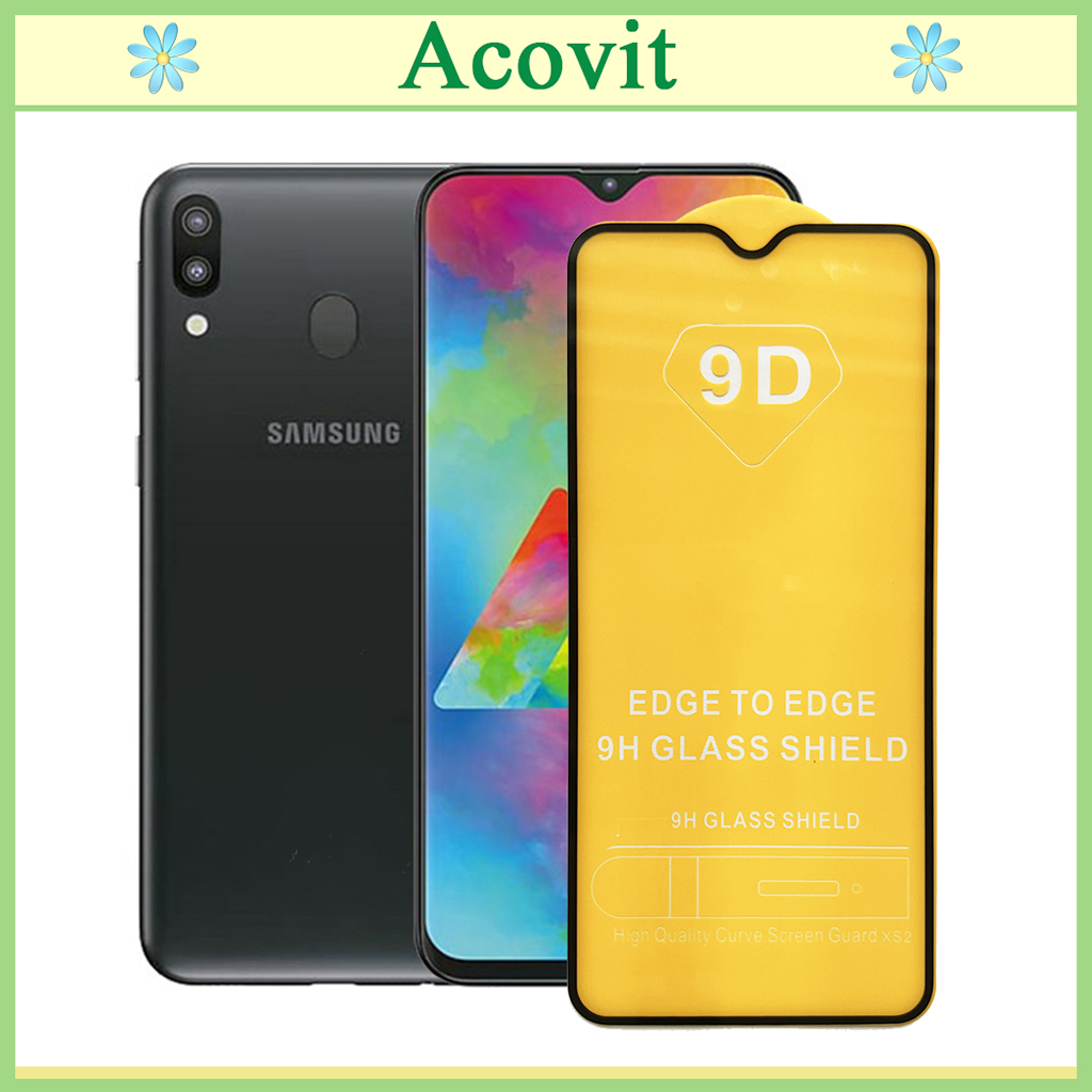 " Kính cường lực 9D Samsung M20 " _ FULL Màn Hình _ Độ Cứng 9H _ Anh thật Sản Phẩm _ ( Tặng kèm bộ giấy lau Màn hình) Acovit"