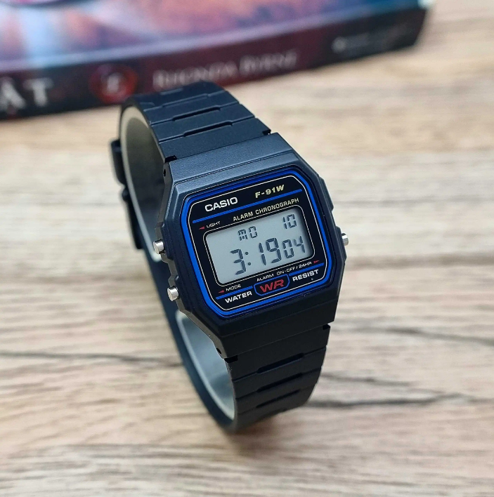 Đồng hồ nam dây nhựa huyền thoại Casio chính hãng ALOHA PKV F-91 F-91W-1DG