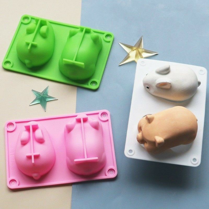 Khuôn silicon Thỏ Heo làm pudding cho bé